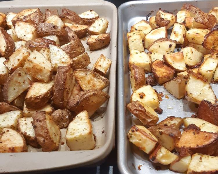 Roasted potatoes in a slighly oiled pan with garlic spices and parmesan cheese<br>Add some carrots and onions to add some extra flavour. Great side dish to any meal<br>Prices start at $5 and up